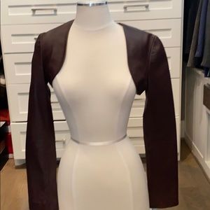 Brown  leather bolero top